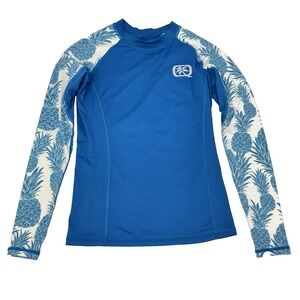 Youth Boy's Rash Guard Blue Long Sleeve UPF 50 Youth Boy Sz Medium‎ Swim Shirt